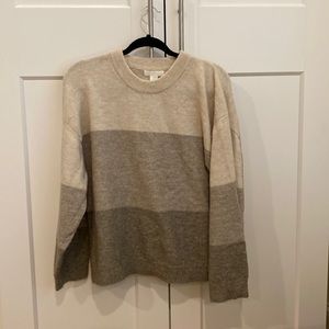 Worn once, grey and nude striped sweater